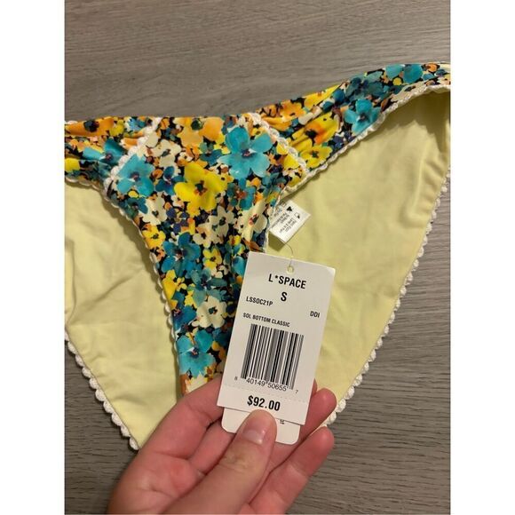 L*Space Blue Floral Classic Bikini Bottoms Sz Small NWT - Picture 2 of 4